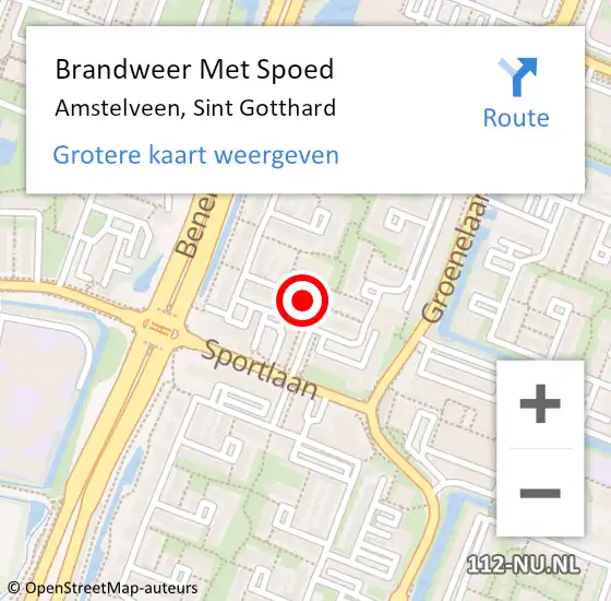 Locatie op kaart van de 112 melding: Brandweer Met Spoed Naar Amstelveen, Sint Gotthard op 22 april 2024 16:52
