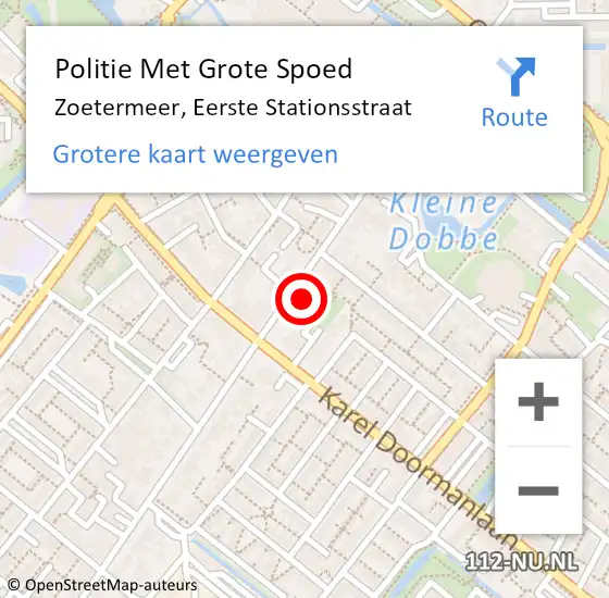 Locatie op kaart van de 112 melding: Politie Met Grote Spoed Naar Zoetermeer, Eerste Stationsstraat op 22 april 2024 17:44