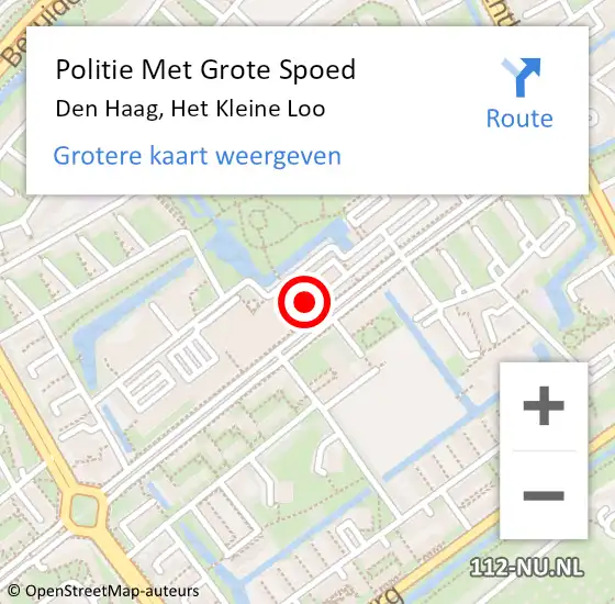 Locatie op kaart van de 112 melding: Politie Met Grote Spoed Naar Den Haag, Het Kleine Loo op 22 april 2024 17:46