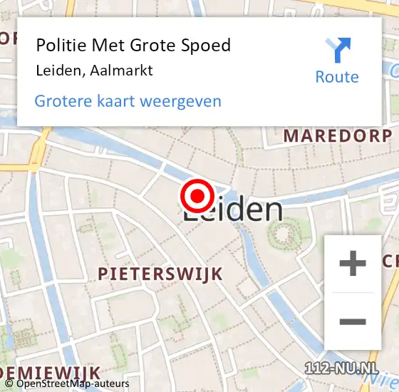 Locatie op kaart van de 112 melding: Politie Met Grote Spoed Naar Leiden, Aalmarkt op 22 april 2024 17:53