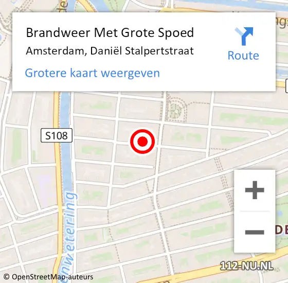 Locatie op kaart van de 112 melding: Brandweer Met Grote Spoed Naar Amsterdam, Daniël Stalpertstraat op 22 april 2024 17:55