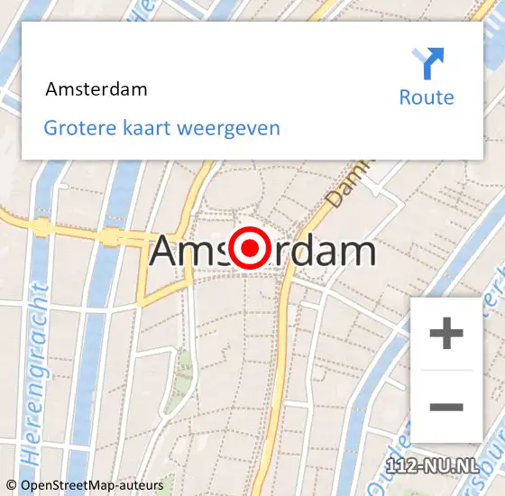 Locatie op kaart van de 112 melding:  Amsterdam op 22 april 2024 18:20