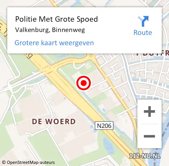 Locatie op kaart van de 112 melding: Politie Met Grote Spoed Naar Valkenburg, Binnenweg op 22 april 2024 18:58