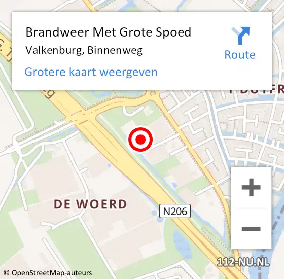 Locatie op kaart van de 112 melding: Brandweer Met Grote Spoed Naar Valkenburg, Binnenweg op 22 april 2024 18:58