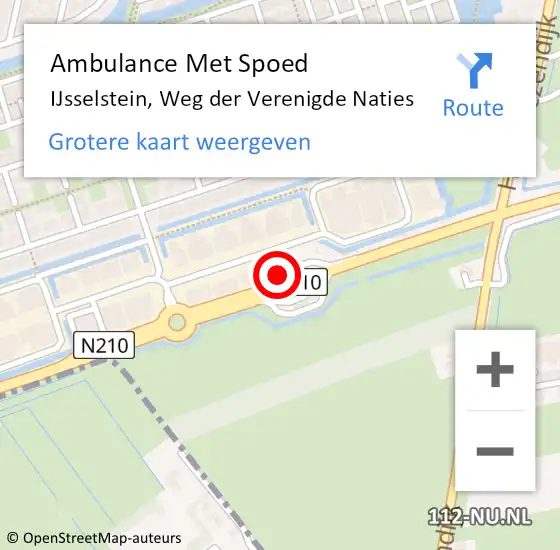 Locatie op kaart van de 112 melding: Ambulance Met Spoed Naar IJsselstein, Weg der Verenigde Naties op 22 april 2024 19:00
