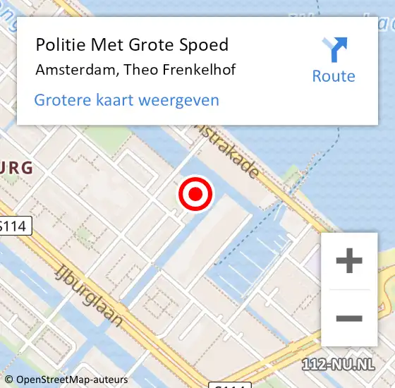 Locatie op kaart van de 112 melding: Politie Met Grote Spoed Naar Amsterdam, Theo Frenkelhof op 22 april 2024 19:18