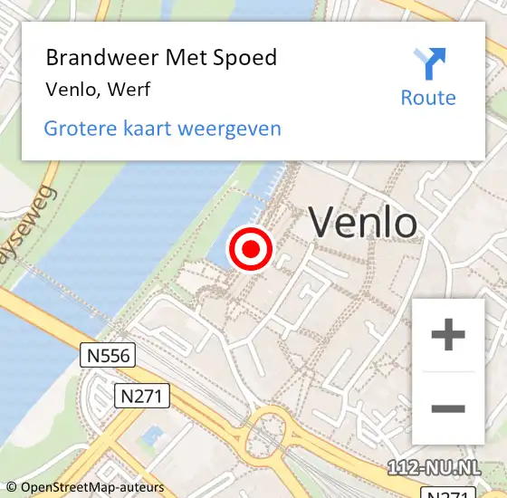 Locatie op kaart van de 112 melding: Brandweer Met Spoed Naar Venlo, Werf op 22 april 2024 19:20
