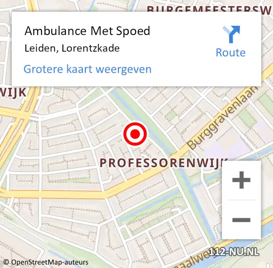 Locatie op kaart van de 112 melding: Ambulance Met Spoed Naar Leiden, Lorentzkade op 22 april 2024 19:39