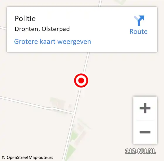 Locatie op kaart van de 112 melding: Politie Dronten, Olsterpad op 3 oktober 2014 11:45