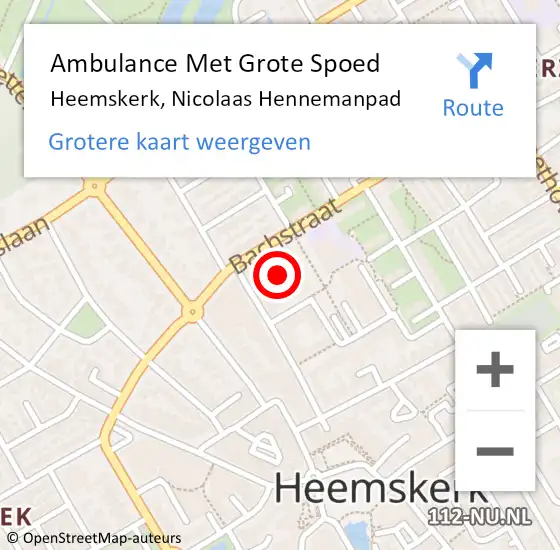 Locatie op kaart van de 112 melding: Ambulance Met Grote Spoed Naar Heemskerk, Nicolaas Hennemanpad op 22 april 2024 20:17