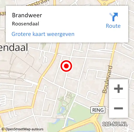 Locatie op kaart van de 112 melding: Brandweer Roosendaal op 22 april 2024 20:35