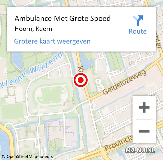 Locatie op kaart van de 112 melding: Ambulance Met Grote Spoed Naar Hoorn, Keern op 22 april 2024 20:43