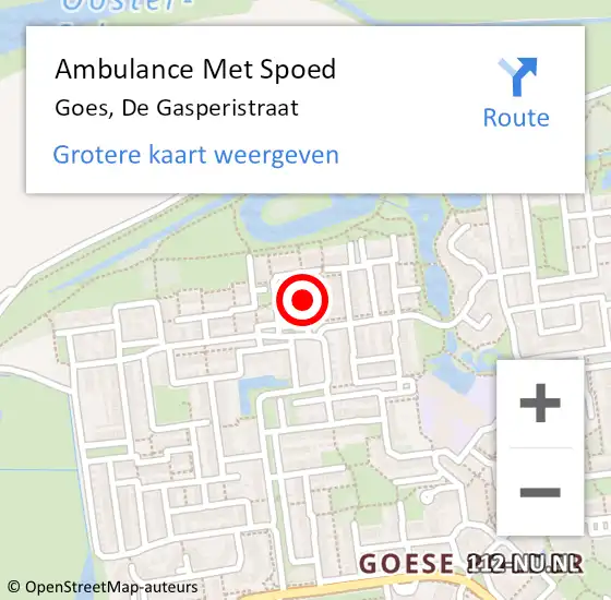 Locatie op kaart van de 112 melding: Ambulance Met Spoed Naar Goes, De Gasperistraat op 3 oktober 2014 11:53