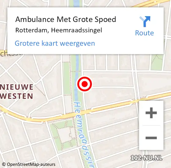 Locatie op kaart van de 112 melding: Ambulance Met Grote Spoed Naar Rotterdam, Heemraadssingel op 22 april 2024 21:12