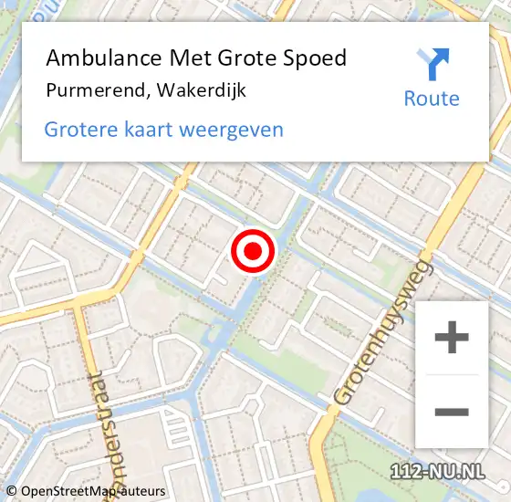 Locatie op kaart van de 112 melding: Ambulance Met Grote Spoed Naar Purmerend, Wakerdijk op 22 april 2024 21:37