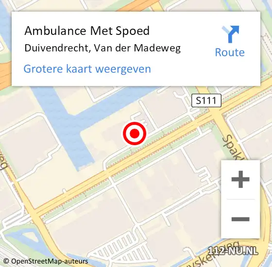 Locatie op kaart van de 112 melding: Ambulance Met Spoed Naar Duivendrecht, Van der Madeweg op 22 april 2024 21:48