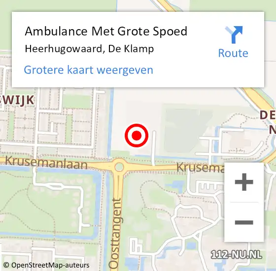 Locatie op kaart van de 112 melding: Ambulance Met Grote Spoed Naar Heerhugowaard, De Klamp op 22 april 2024 22:07