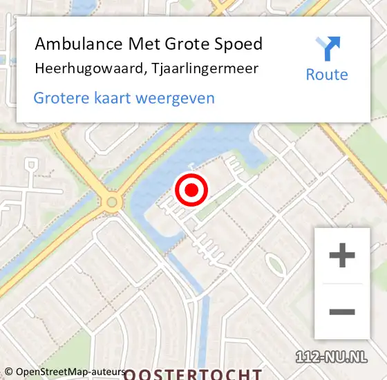 Locatie op kaart van de 112 melding: Ambulance Met Grote Spoed Naar Heerhugowaard, Tjaarlingermeer op 22 april 2024 22:22