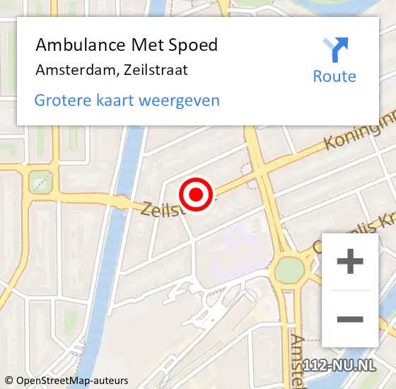 Locatie op kaart van de 112 melding: Ambulance Met Spoed Naar Amsterdam, Zeilstraat op 23 april 2024 00:13