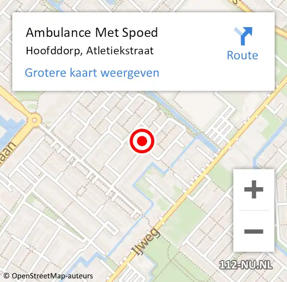 Locatie op kaart van de 112 melding: Ambulance Met Spoed Naar Hoofddorp, Atletiekstraat op 23 april 2024 00:51