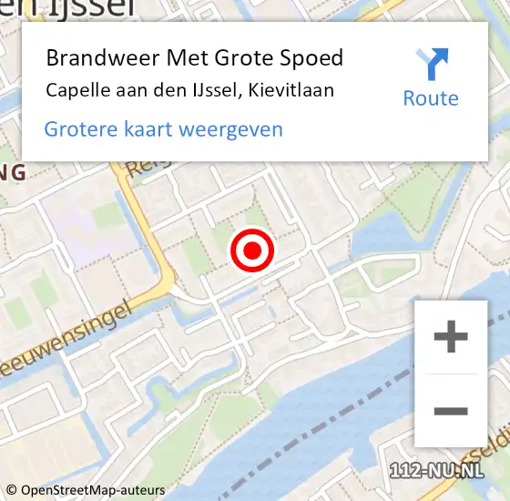 Locatie op kaart van de 112 melding: Brandweer Met Grote Spoed Naar Capelle aan den IJssel, Kievitlaan op 23 april 2024 01:20