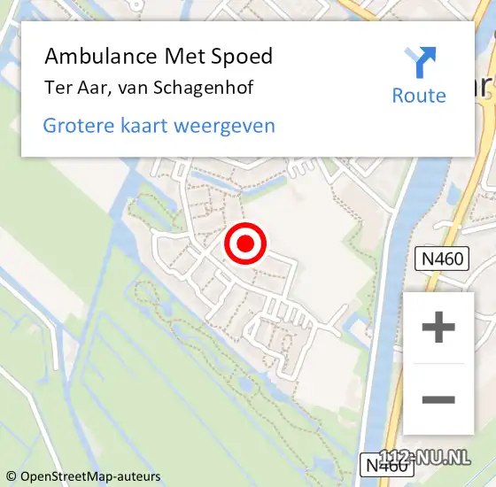 Locatie op kaart van de 112 melding: Ambulance Met Spoed Naar Ter Aar, van Schagenhof op 23 april 2024 01:54