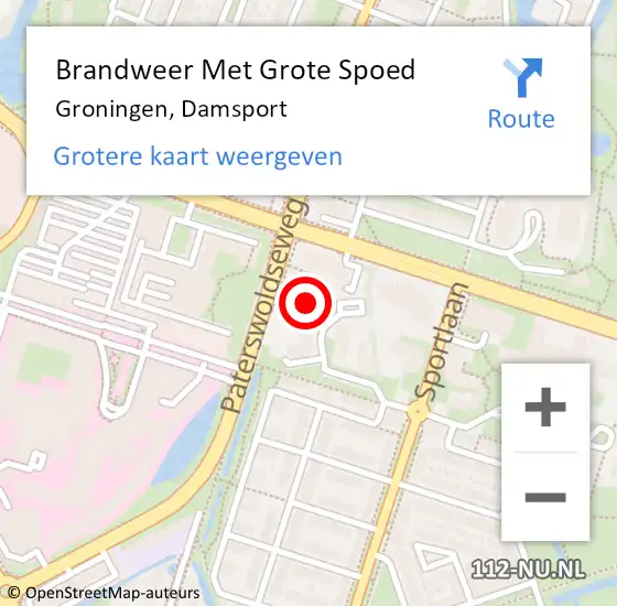 Locatie op kaart van de 112 melding: Brandweer Met Grote Spoed Naar Groningen, Damsport op 23 april 2024 02:14