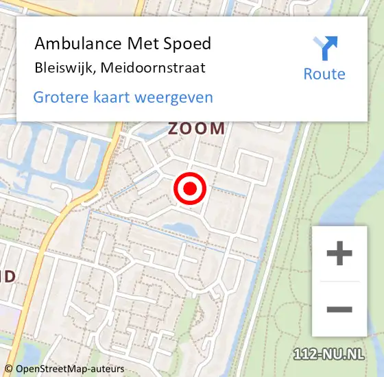 Locatie op kaart van de 112 melding: Ambulance Met Spoed Naar Bleiswijk, Meidoornstraat op 23 april 2024 02:22