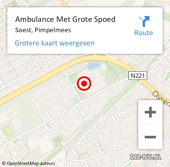 Locatie op kaart van de 112 melding: Ambulance Met Grote Spoed Naar Soest, Pimpelmees op 3 oktober 2014 12:05