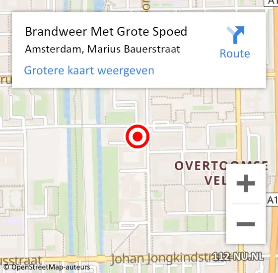 Locatie op kaart van de 112 melding: Brandweer Met Grote Spoed Naar Amsterdam, Marius Bauerstraat op 23 april 2024 03:37