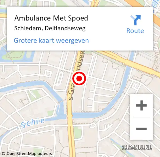 Locatie op kaart van de 112 melding: Ambulance Met Spoed Naar Schiedam, Delflandseweg op 23 april 2024 03:53