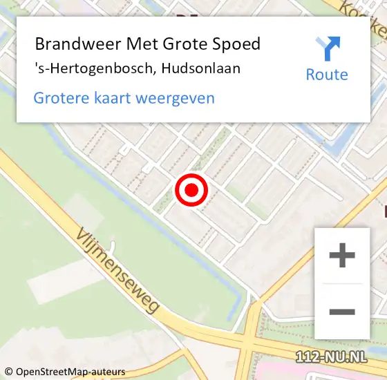 Locatie op kaart van de 112 melding: Brandweer Met Grote Spoed Naar 's-Hertogenbosch, Hudsonlaan op 23 april 2024 04:32