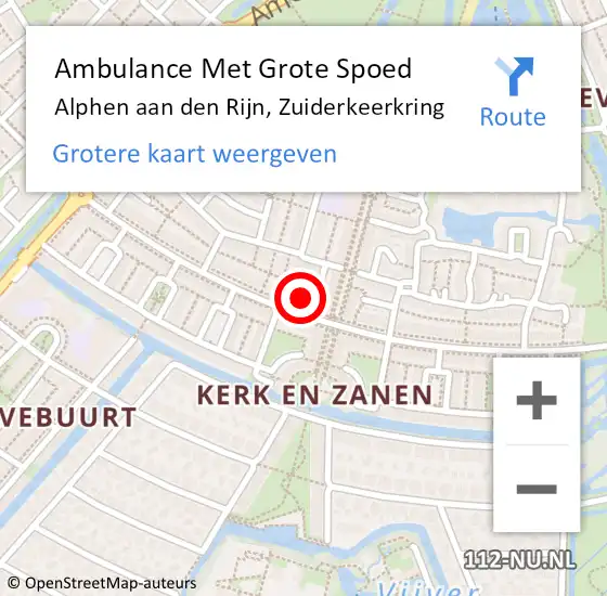 Locatie op kaart van de 112 melding: Ambulance Met Grote Spoed Naar Alphen aan den Rijn, Zuiderkeerkring op 23 april 2024 04:34