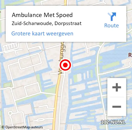 Locatie op kaart van de 112 melding: Ambulance Met Spoed Naar Zuid-Scharwoude, Dorpsstraat op 23 april 2024 05:28