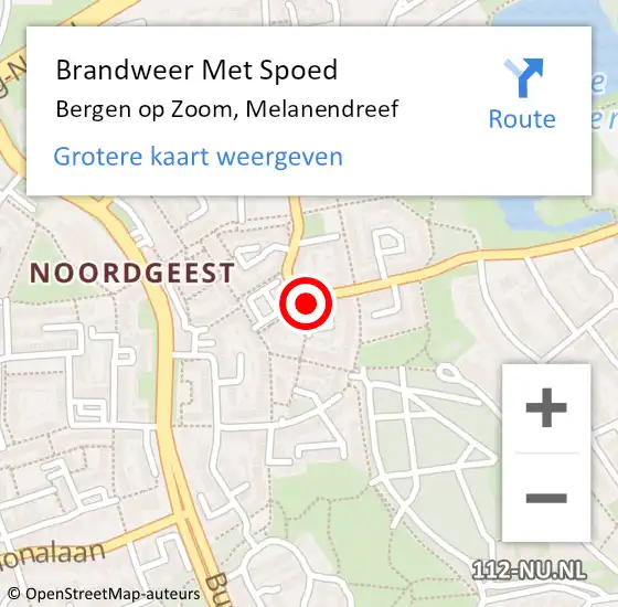 Locatie op kaart van de 112 melding: Brandweer Met Spoed Naar Bergen op Zoom, Melanendreef op 23 april 2024 05:59