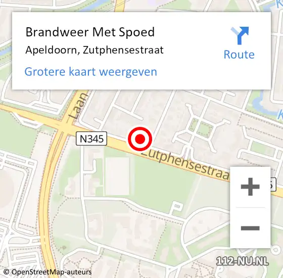 Locatie op kaart van de 112 melding: Brandweer Met Spoed Naar Apeldoorn, Zutphensestraat op 23 april 2024 06:18