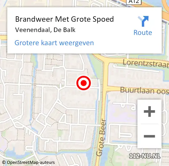 Locatie op kaart van de 112 melding: Brandweer Met Grote Spoed Naar Veenendaal, De Balk op 23 april 2024 07:30