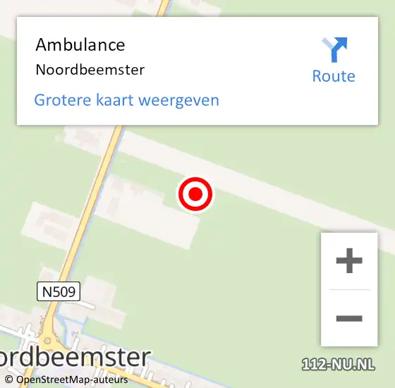Locatie op kaart van de 112 melding: Ambulance Noordbeemster op 23 april 2024 07:47