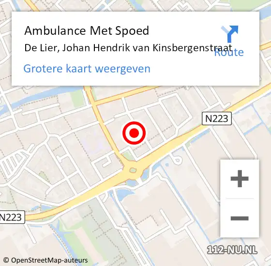 Locatie op kaart van de 112 melding: Ambulance Met Spoed Naar De Lier, Johan Hendrik van Kinsbergenstraat op 23 april 2024 07:55