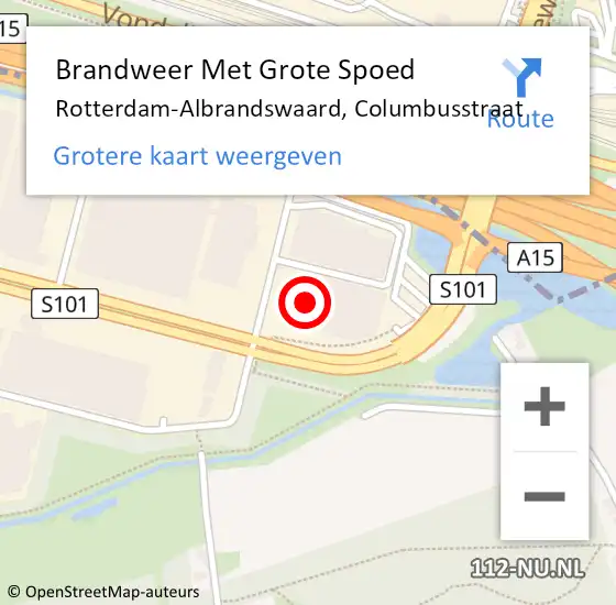 Locatie op kaart van de 112 melding: Brandweer Met Grote Spoed Naar Rotterdam-Albrandswaard, Columbusstraat op 3 oktober 2014 12:16