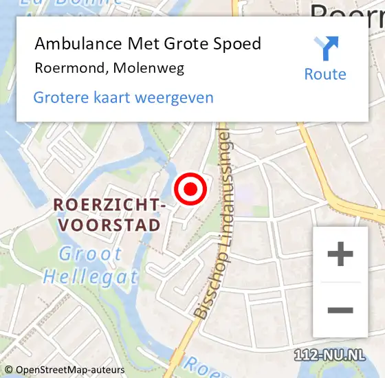 Locatie op kaart van de 112 melding: Ambulance Met Grote Spoed Naar Roermond, Molenweg op 23 april 2024 08:16