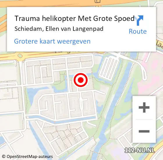Locatie op kaart van de 112 melding: Trauma helikopter Met Grote Spoed Naar Schiedam, Ellen van Langenpad op 23 april 2024 08:18