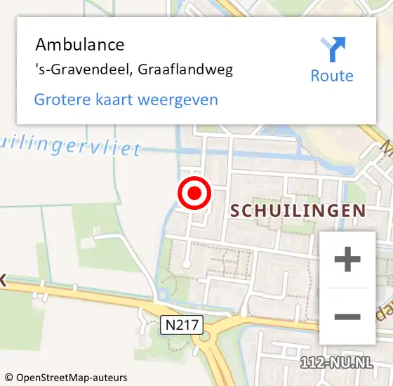 Locatie op kaart van de 112 melding: Ambulance 's-Gravendeel, Graaflandweg op 3 oktober 2014 12:20