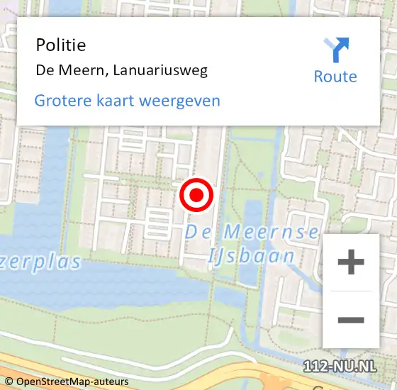 Locatie op kaart van de 112 melding: Politie De Meern, Lanuariusweg op 23 april 2024 08:31