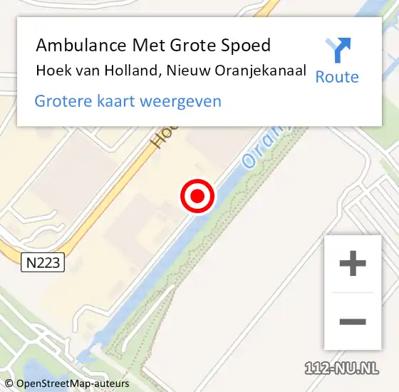 Locatie op kaart van de 112 melding: Ambulance Met Grote Spoed Naar Hoek van Holland, Nieuw Oranjekanaal op 23 april 2024 08:32