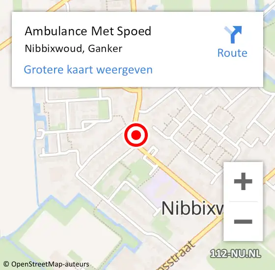 Locatie op kaart van de 112 melding: Ambulance Met Spoed Naar Nibbixwoud, Ganker op 23 april 2024 08:47