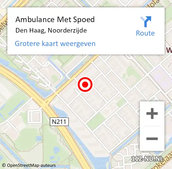 Locatie op kaart van de 112 melding: Ambulance Met Spoed Naar Den Haag, Noorderzijde op 23 april 2024 08:57