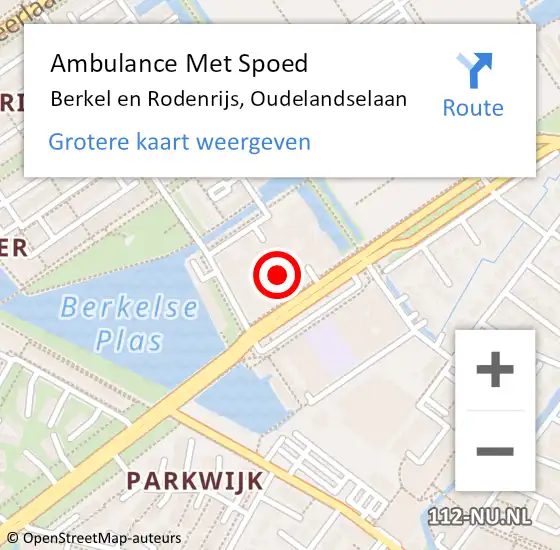 Locatie op kaart van de 112 melding: Ambulance Met Spoed Naar Berkel en Rodenrijs, Oudelandselaan op 23 april 2024 09:18