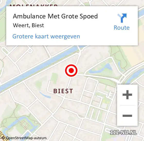 Locatie op kaart van de 112 melding: Ambulance Met Grote Spoed Naar Weert, Biest op 23 april 2024 09:32