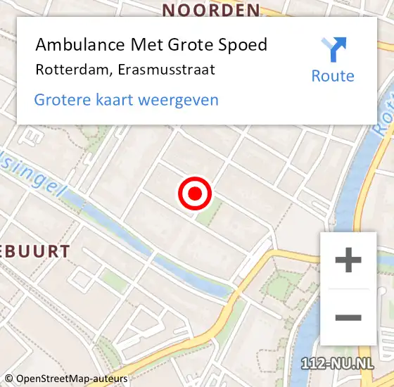 Locatie op kaart van de 112 melding: Ambulance Met Grote Spoed Naar Rotterdam, Erasmusstraat op 23 april 2024 09:47
